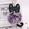 Plush Kitten Key Chain With Imitation Rex Rabbit Fur Ball Pendant