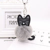 Plush Kitten Key Chain With Imitation Rex Rabbit Fur Ball Pendant