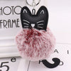 Plush Kitten Key Chain With Imitation Rex Rabbit Fur Ball Pendant