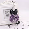 Plush Kitten Key Chain With Imitation Rex Rabbit Fur Ball Pendant