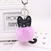 Plush Kitten Key Chain With Imitation Rex Rabbit Fur Ball Pendant