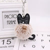 Plush Kitten Key Chain With Imitation Rex Rabbit Fur Ball Pendant