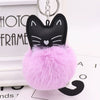 Plush Kitten Key Chain With Imitation Rex Rabbit Fur Ball Pendant