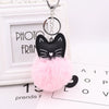 Plush Kitten Key Chain With Imitation Rex Rabbit Fur Ball Pendant