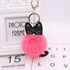 Plush Kitten Key Chain With Imitation Rex Rabbit Fur Ball Pendant