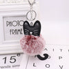 Plush Kitten Key Chain With Imitation Rex Rabbit Fur Ball Pendant