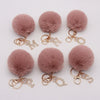 Plush Metal Letter Fur Ball Keychain For Women