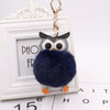 Plush Owl Fur Ball Keychain Pu Leather Cartoon Doll Pendant For Bag And Car Ornament