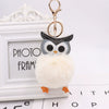 Plush Owl Fur Ball Keychain Pu Leather Cartoon Doll Pendant For Bag And Car Ornament