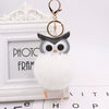 Plush Owl Fur Ball Keychain Pu Leather Cartoon Doll Pendant For Bag And Car Ornament