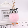 Plush Owl Fur Ball Keychain Pu Leather Cartoon Doll Pendant For Bag And Car Ornament