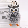 Plush Owl Fur Ball Keychain Pu Leather Cartoon Doll Pendant For Bag And Car Ornament