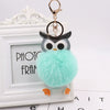 Plush Owl Fur Ball Keychain Pu Leather Cartoon Doll Pendant For Bag And Car Ornament