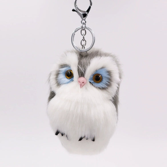 Plush Owl Pendant Cute Animal Keychain Imitation Rabbit Hair Fur Bag Car Pendant