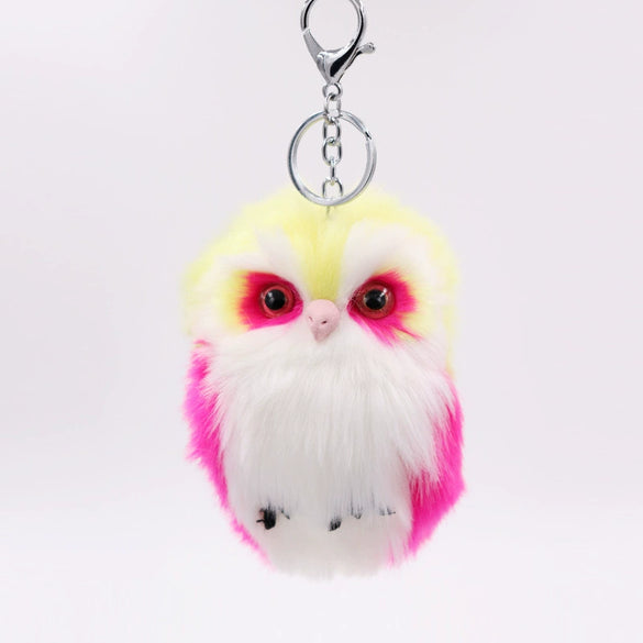 Plush Owl Pendant Cute Animal Keychain Imitation Rabbit Hair Fur Bag Car Pendant