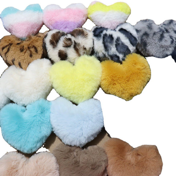Plush Peach Heart Keychain Pendant Imitation Rex Rabbit Fur Light Luxury Style