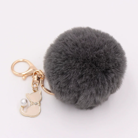 Plush Pearl Cat Keychain And Bag Pendant