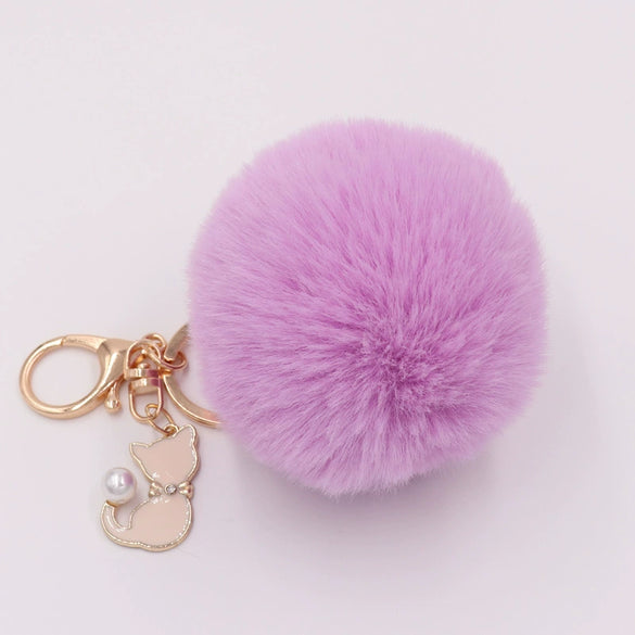 Plush Pearl Cat Keychain And Bag Pendant