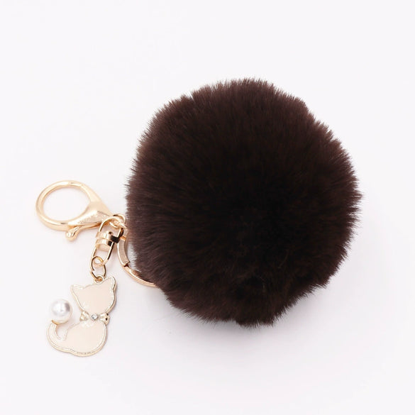 Plush Pearl Cat Keychain And Bag Pendant