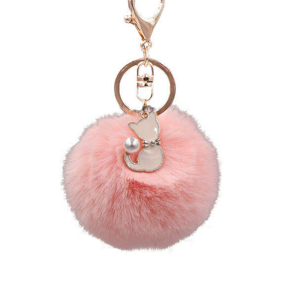 Plush Pearl Cat Keychain And Bag Pendant