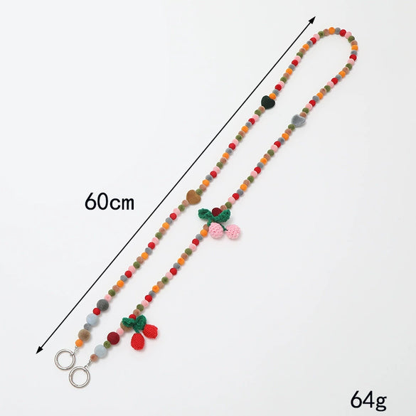 Plush Plastic Resin Mobile Phone Lanyard With Love Water Drops Bell Pattern Semimanual Craft