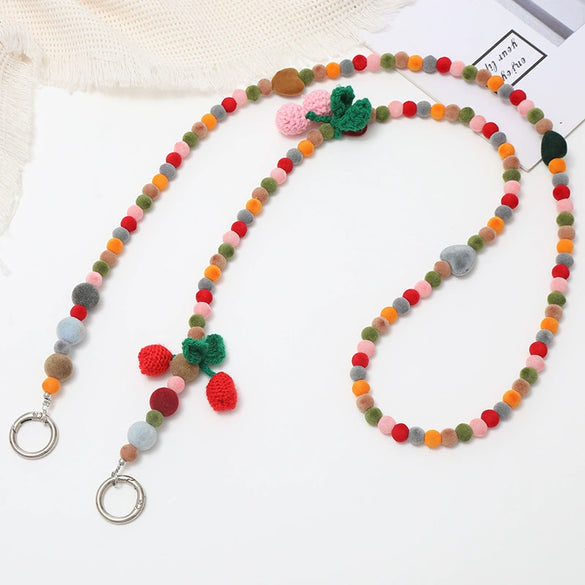 Plush Plastic Resin Mobile Phone Lanyard With Love Water Drops Bell Pattern Semimanual Craft