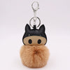 Plush Pu Leather Bullfighting Key Chain And Car Pendant With Fur Ball