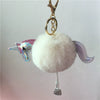 Plush Unicorn Pony Key Chain With Imitation Rex Rabbit Fur Ball And Pu Leather Pendant