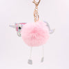 Plush Unicorn Pony Key Chain With Imitation Rex Rabbit Fur Ball And Pu Leather Pendant