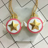 Pocket Watch Alloy Female Cartoon Round Dial With Angel Wings And Sakura Stars Hanging Chain