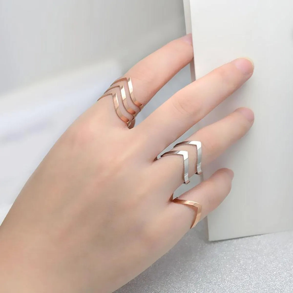 Pointed Hollow Titanium Steel Ring Nhok156060