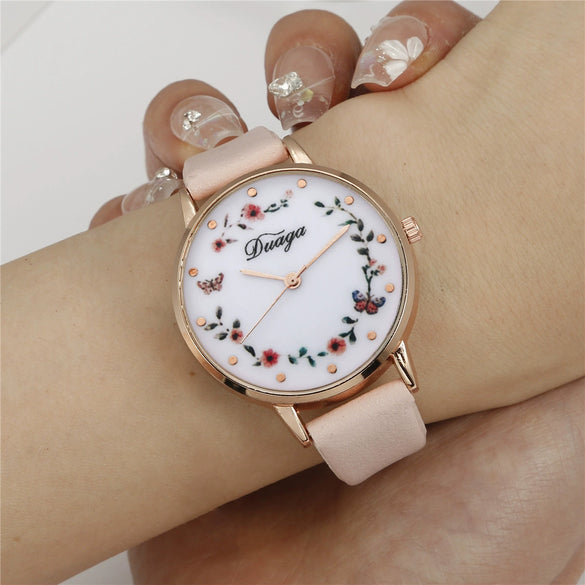Pointer Round Alloy Case Imitation Leather Strap Women's Bracelet Watch