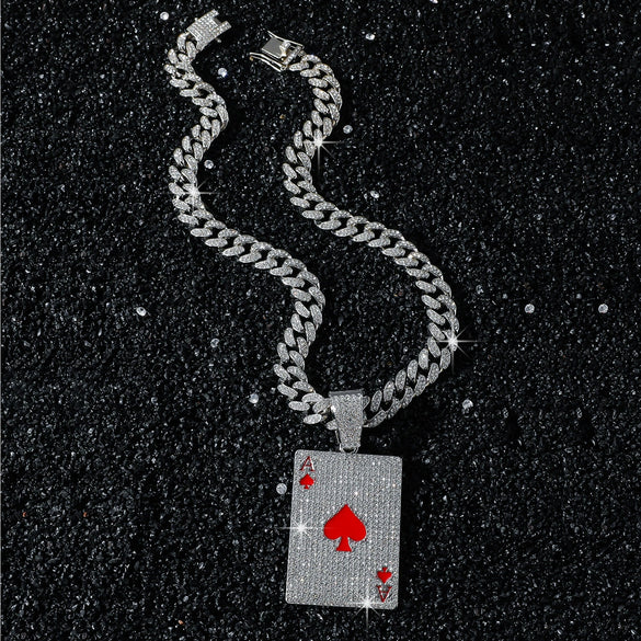 Poker Card Pendant Hiphop Style Alloy Electroplating For Men