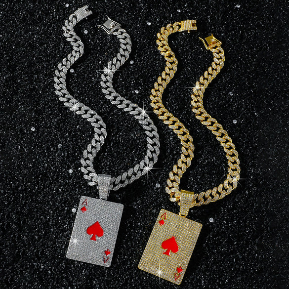 Poker Card Pendant Hiphop Style Alloy Electroplating For Men