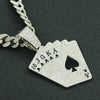 Poker Pendant Necklace Hiphop Style Rhinestone Diamondencrusted Cuban Chain Geometric Design Alloy