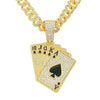 Poker Pendant Necklace Hiphop Style Rhinestone Diamondencrusted Cuban Chain Geometric Design Alloy