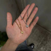 Polished Brassplated Iris Flower Cross Pendant Necklace With Copper Zirconium And Water Wave Chain For Men And Women