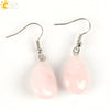 Polished Natural Stone Flat Teardrop Earrings Handmade Simple Crystal Jewelry With Copper Accessories For Women