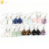Polished Natural Stone Flat Teardrop Earrings Handmade Simple Crystal Jewelry With Copper Accessories For Women