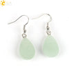 Polished Natural Stone Flat Teardrop Earrings Handmade Simple Crystal Jewelry With Copper Accessories For Women