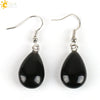 Polished Natural Stone Flat Teardrop Earrings Handmade Simple Crystal Jewelry With Copper Accessories For Women