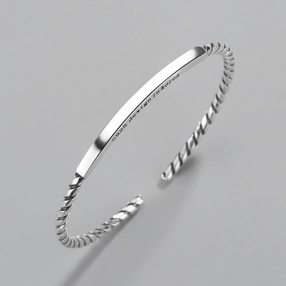 Polished S925 Sterling Silver Bracelet For Women Trendy Minimalist Hip Hop Style All Match Jewelry