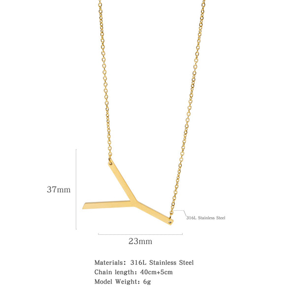 Polished Short Clavicle Necklace Titanium Steel Jewelry With English Letter Pattern And Electroplating Treatment