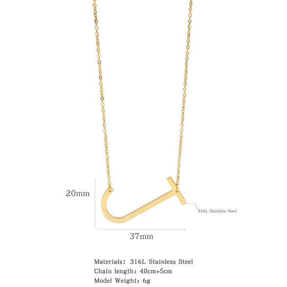 Polished Short Clavicle Necklace Titanium Steel Jewelry With English Letter Pattern And Electroplating Treatment