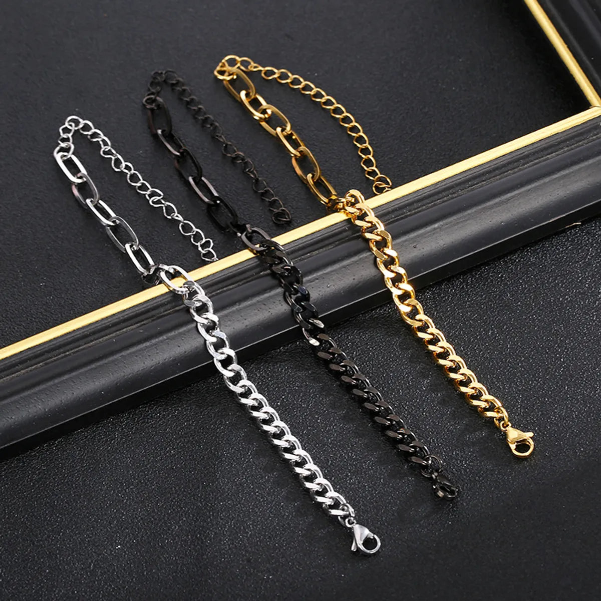 European And American New Fashion Simple Grinding Cross Stainless Steel Chain Bracelet Men And Women Jewelry Wholesale Foreign Trade Exclusive