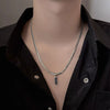 Polished Stainless Steel Geometric Snake Bone Pendant Necklace With Flat Chain For Unisex Casual Fashion