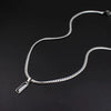 Polished Stainless Steel Geometric Snake Bone Pendant Necklace With Flat Chain For Unisex Casual Fashion