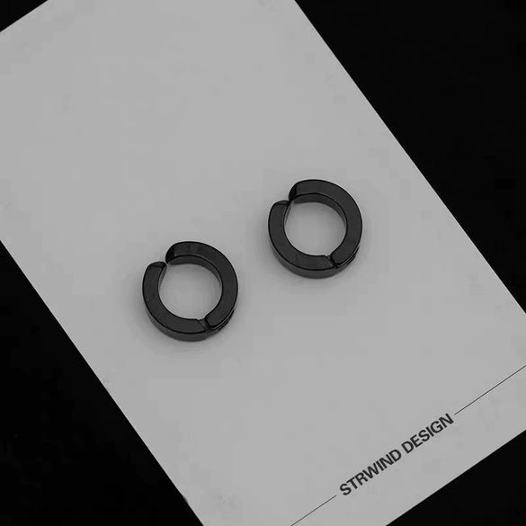 Polished Stainless Steel Nonpierced Clipon Earrings With Minimalist Geometric Design For Unisex Fashion