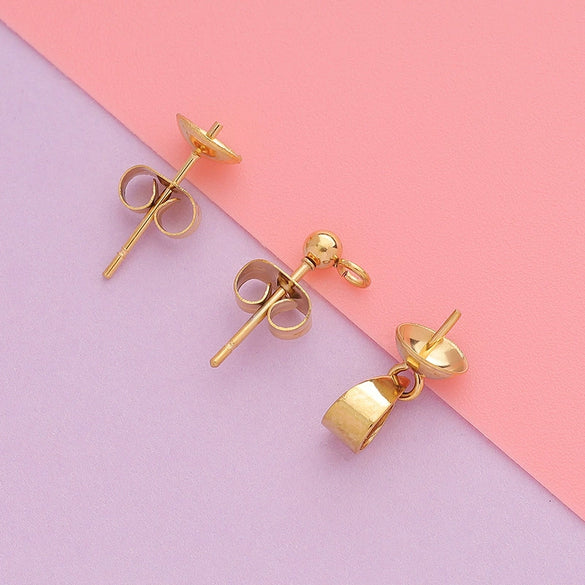 Polished Stainless Steel Pearl Buckle Jewelry Accessories With Electroplating For Diy Jewelry