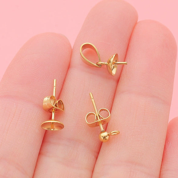 Polished Stainless Steel Pearl Buckle Jewelry Accessories With Electroplating For Diy Jewelry